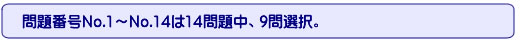 問題番号No.1～No.14は14問題中、９問選択。